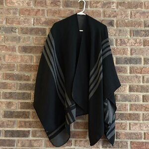 Black and Gray Striped Shawl